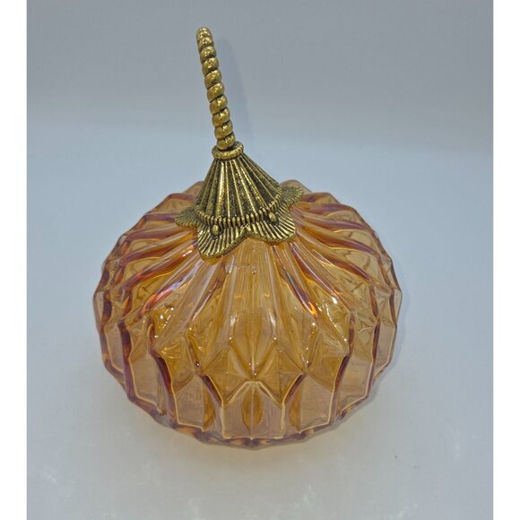 Martga Stewart Pumpkin Hand Blown Gold Orange Halloween, Fall Decor - Picture 4 of 6